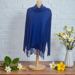 Michael Kors Turtleneck Blue Fringe sweater